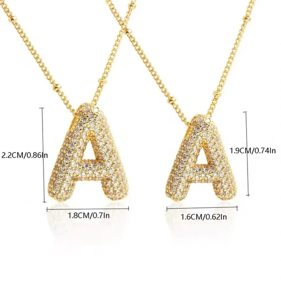 Gold Initial Necklace with Sparkling Letter Pendant" - Picture 14 of 15
